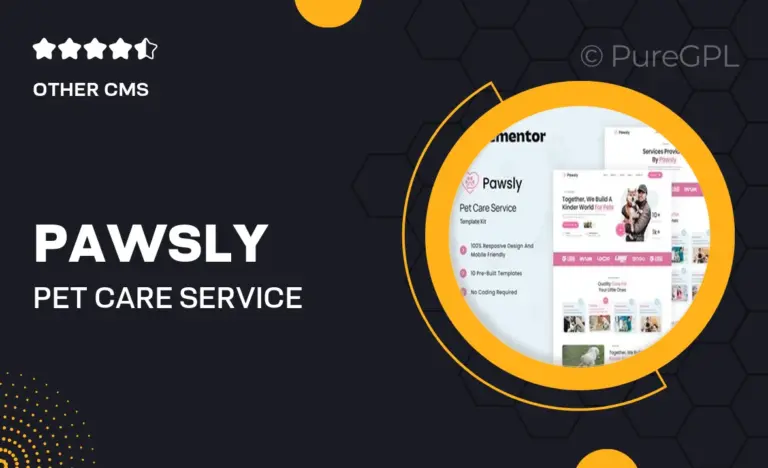 pawsly pet care service elementor template kit