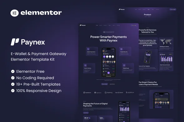 paynex e wallet payment gateway elementor template kit 1