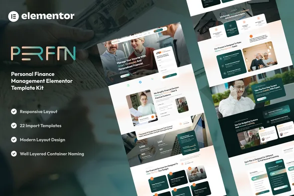 perfin personal finance management elementor template kit 1
