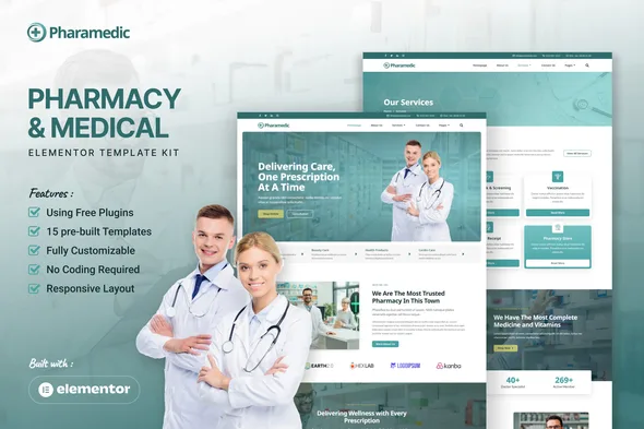 pharamedic pharmacy medical elementor template kit 1