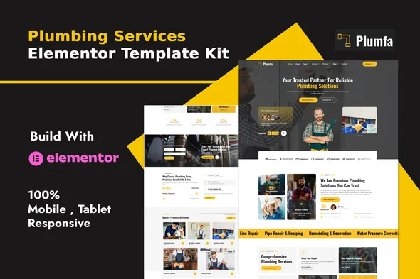 plumfa plumbing and plumber services elementor template kit 1