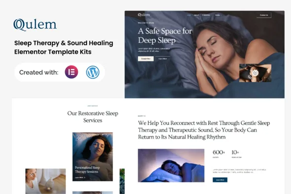 qulem sleep therapy sound healing elementor template kits 1