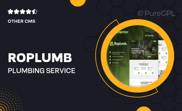roplumb plumbing service elementor template kit
