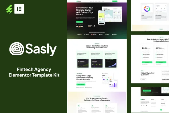 sasly fintech agency elementor template kit 1