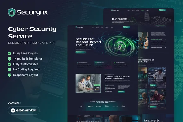 securynx cyber security services elementor template kit 1