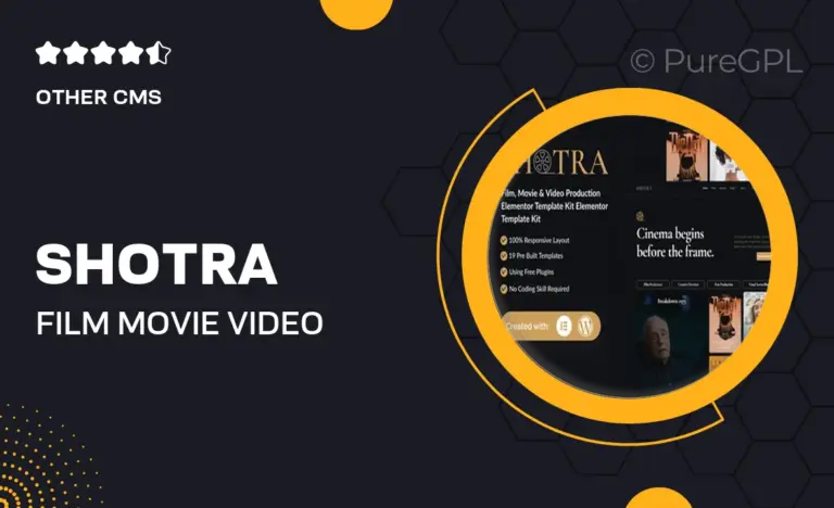 shotra film movie video production elementor template kit