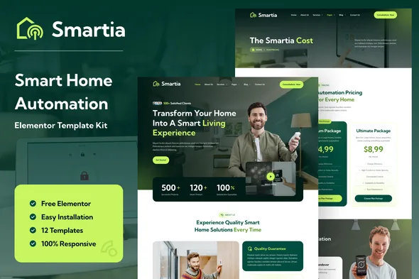 smartia smart home automation elementor template kit 1