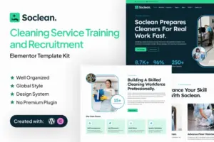 Soclean – Cleaning Service Training and Recruitment Elementor Template Kit