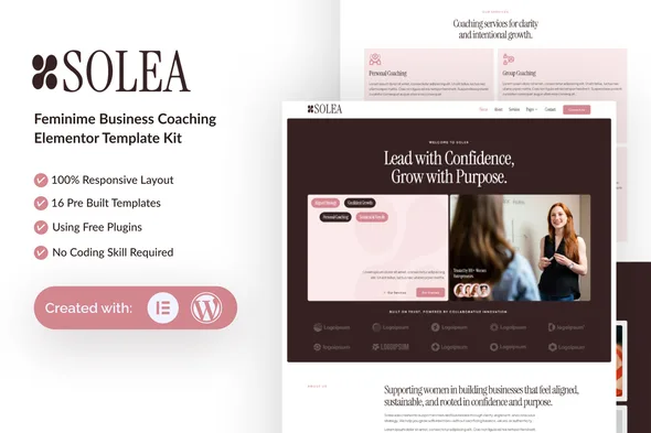 solea feminime business coaching elementor template kit 1