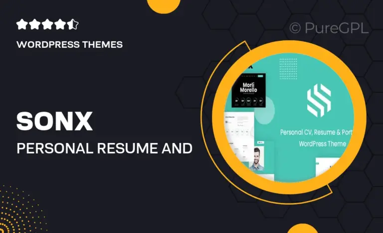 sonx personal resume and portfolio wordpress theme