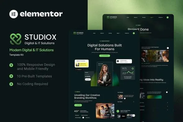 studiox modern digital it solution elementor template kit 1