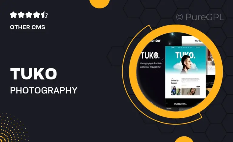 tuko photography portfolio elementor template kit