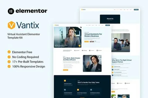 vantix virtual assistant elementor template kit 1