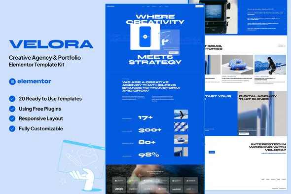 velora creative agency portfolio elementor template kit 1