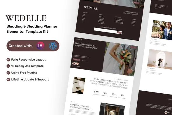 wedelle wedding wedding planner elementor template kit 1