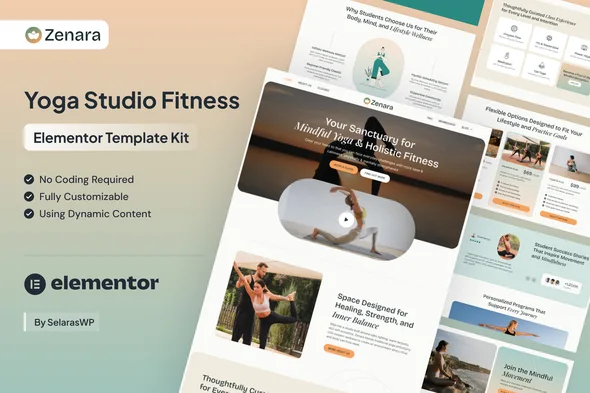 zenara yoga studio fitness elementor template kit 1