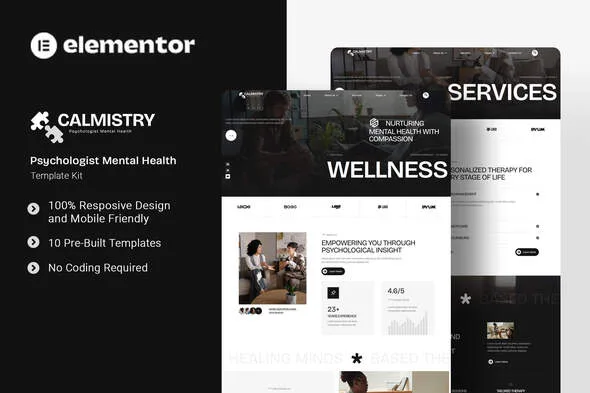 calmistry psychologist mental health elementor template kit 1