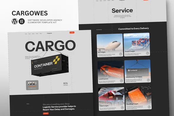 cargowes logistic cargo transportation elementor template kit 1