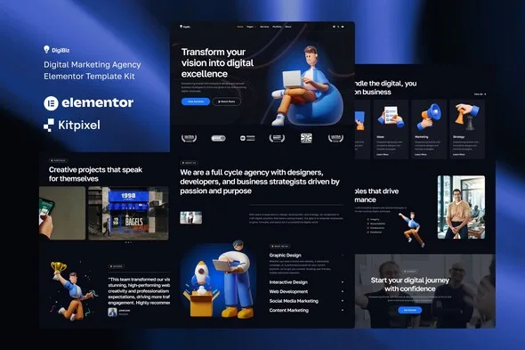digibiz digital marketing agency elementor template kit 1