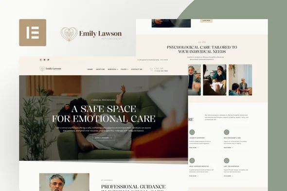 emilylawson psychologist counsellor elementor template kit 1