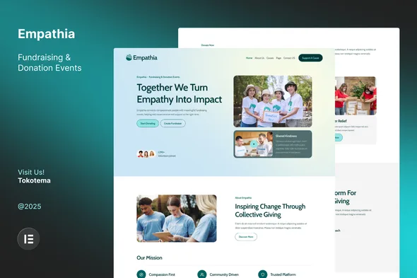 empathia fundraising donation events website elementor template kit 1