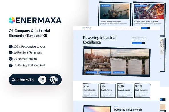 enermaxa oil company industrial elementor template kit 1