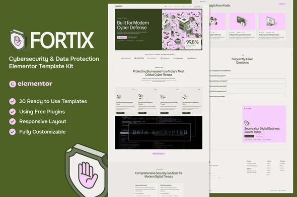 fortix cybersecurity data protection elementor template kit 1