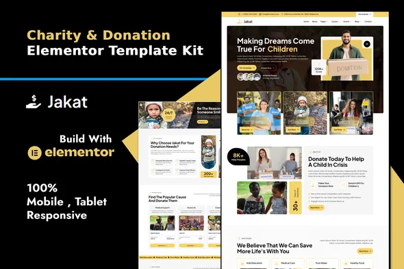 jakat charity donation elementor template kit 1