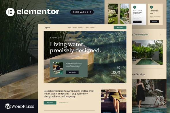 lagoon pool construction landscape architecture elementor template kit 1