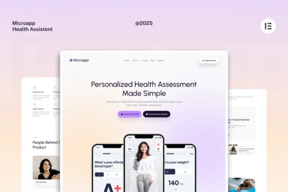 microapp saas mobile app website elementor template kits 1