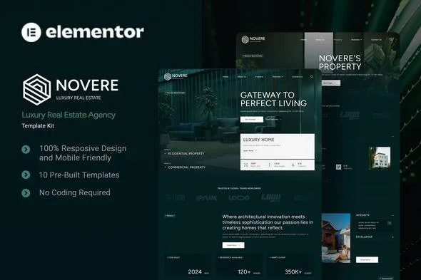 novere luxury real estate agency elementor template kit 1