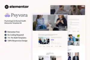 Psyvora – Psychologist & Mental Health Elementor Template Kit