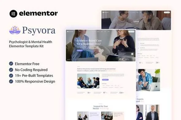 psyvora psychologist mental health elementor template kit 1