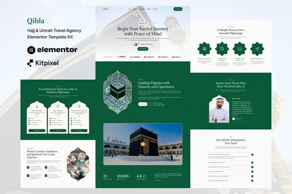 qibla hajj umrah travel agency elementor template kit 1