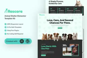 Rescora – Animal Shelter Elementor Template Kit