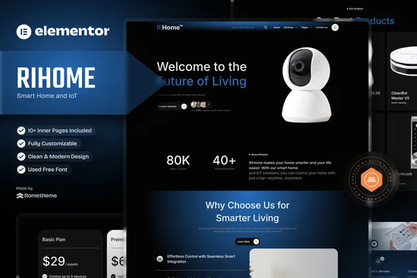 rihome smart home and iot elementor template kit 1
