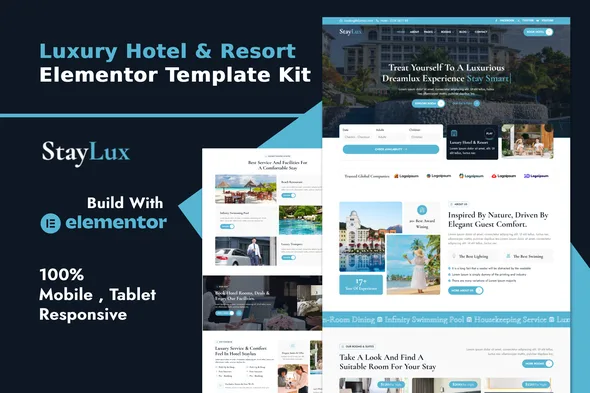 staylux luxury hotel resort elementor template kit 1
