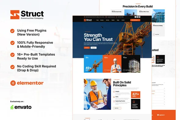 struct construction elementor template kit 1