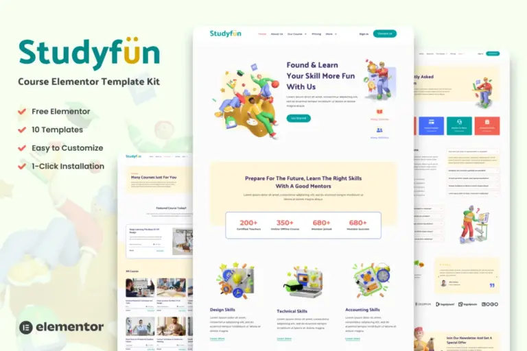 studyfun course elementor template kit 1