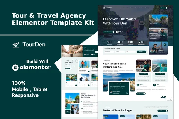 tourden tour travel agency elementor template kit 1