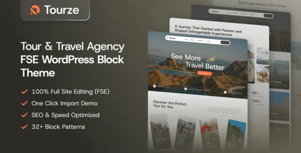 tourze tour travel agency gutenverse fse wordpress block theme 1