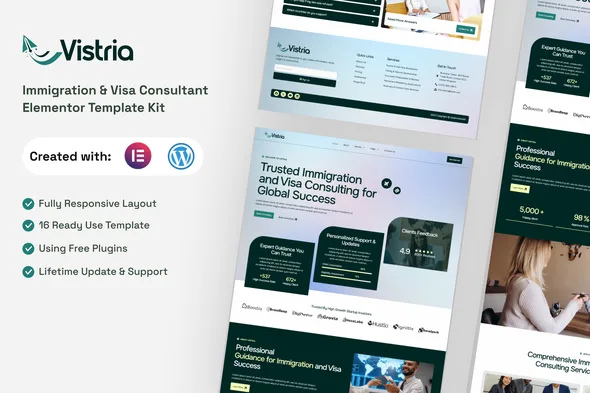 vistria immigration visa consultant elementor template kit 1