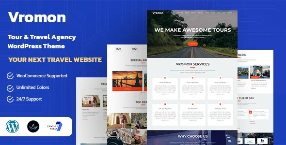 vromon tour travel agency wordpress theme 1