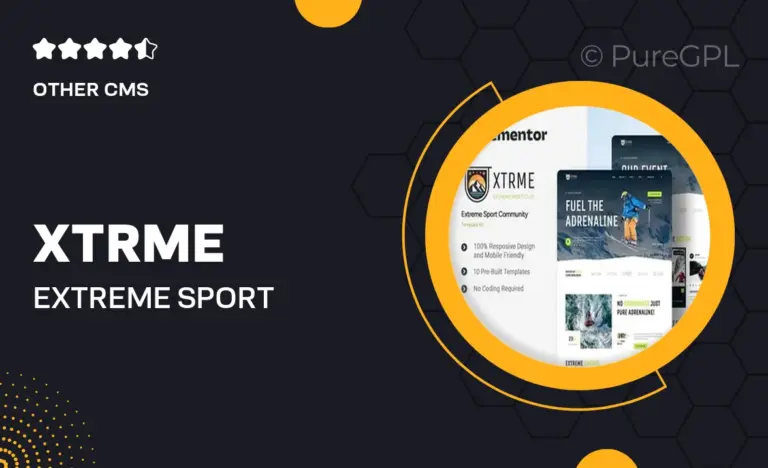 xtrme extreme sport community elementor template kit