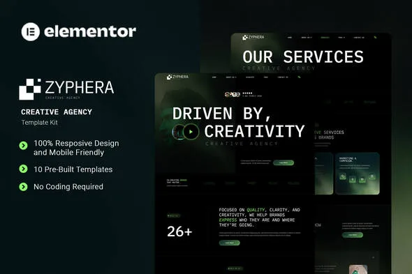 zyphera creative agency elementor template kit 1