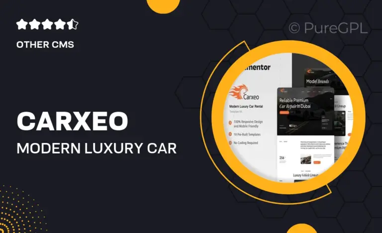 carxeo modern luxury car rental elementor template kit