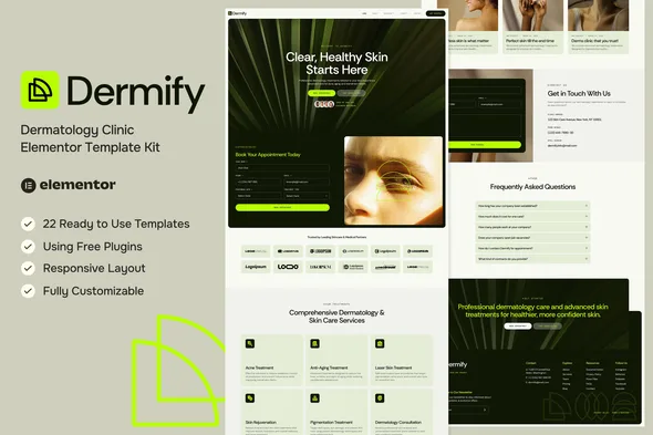 dermify dermatology clinic elementor template kit 1