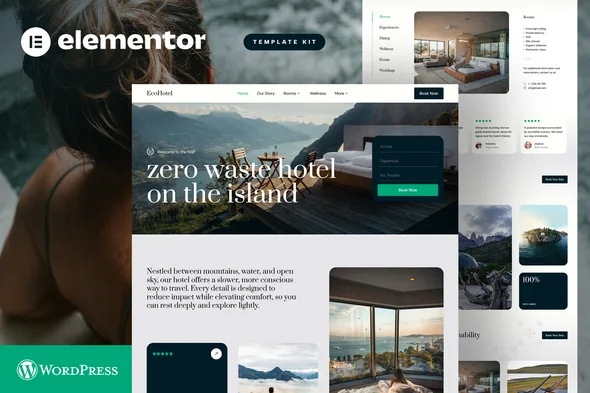 ecohotel resort wellness elementor template kit 1