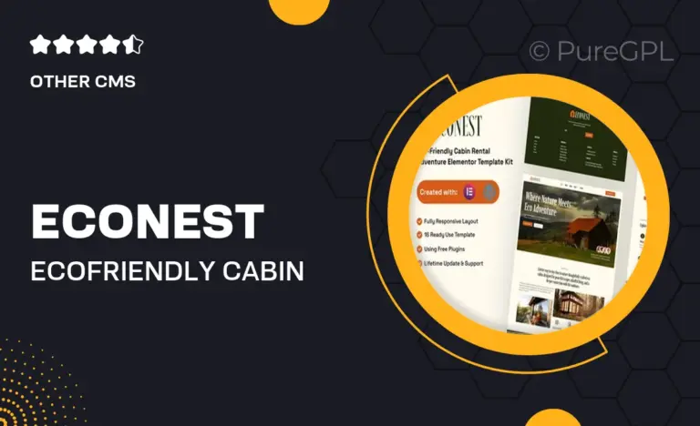 econest eco friendly cabin rental adventure elementor template kit