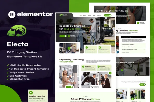 electa ev charging station elementor template kit 1